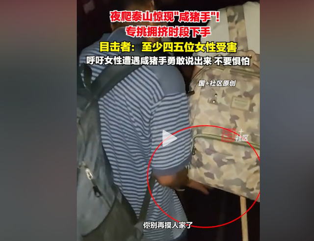 多次伸手触摸女性臀部！女子夜爬泰山拍下咸猪手，结局却令人心寒