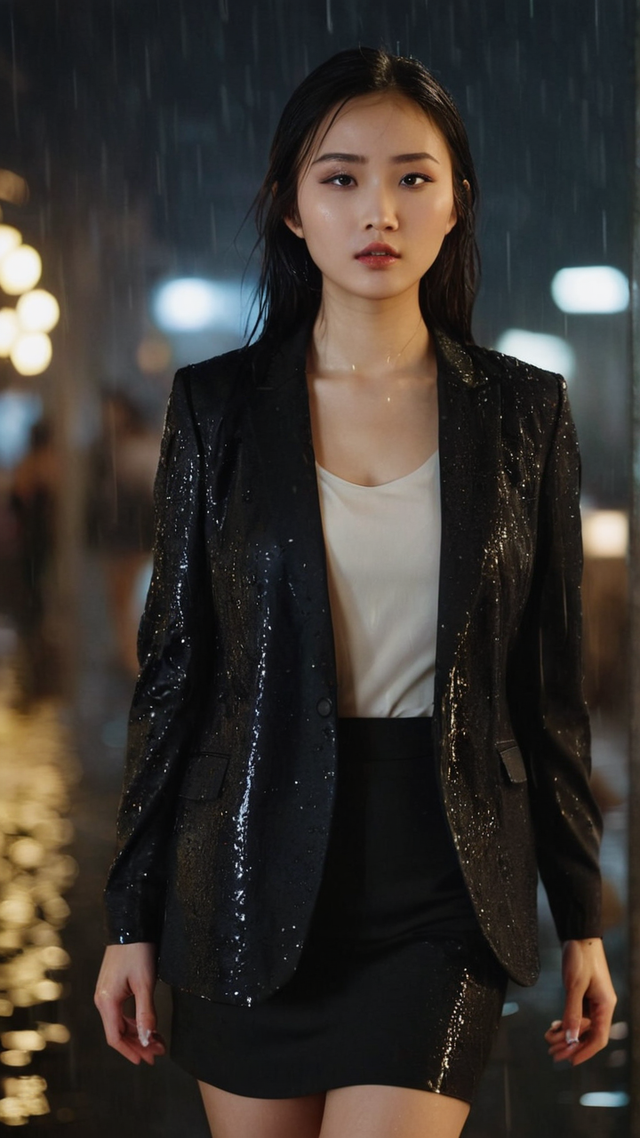 美女写真——雨中的女孩