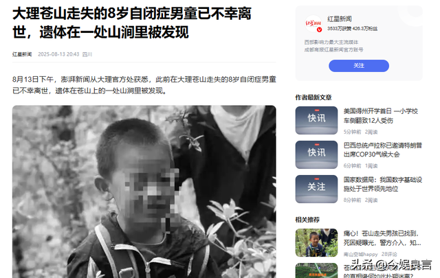 失踪自闭儿遗体已找到，救援队曝光死因，生前饱受痛苦，官方通报