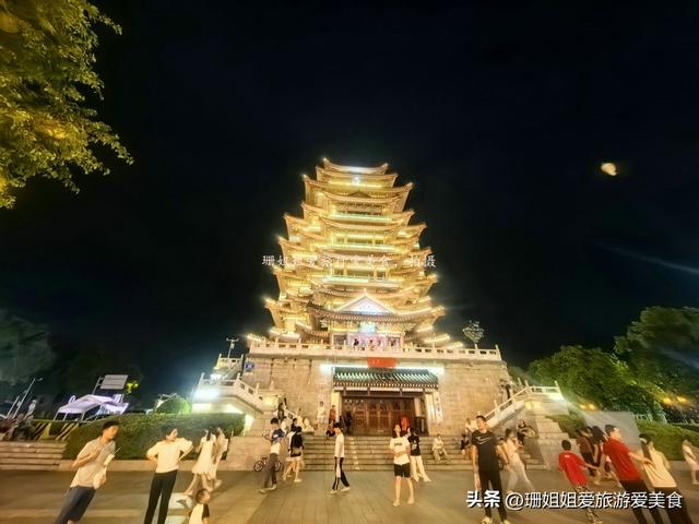 惠州地标“合江楼”，称东江第一楼，白天凭栏瞰全城，夜幕灯璀璨