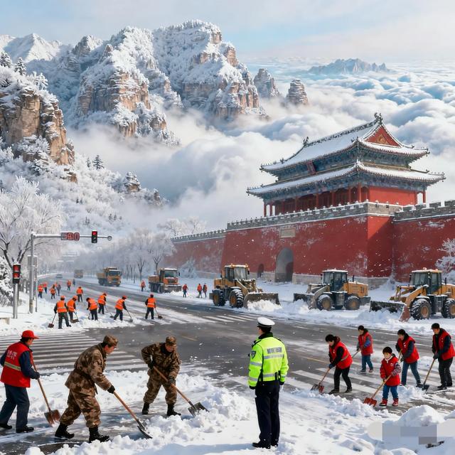 【保定暴雪成仙境！雾凇裹山如画，这抹红暖哭了】