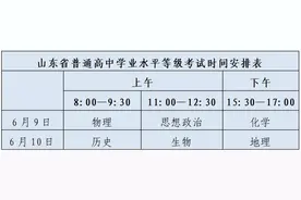 山东夏季高考各科目考试时间公布图片