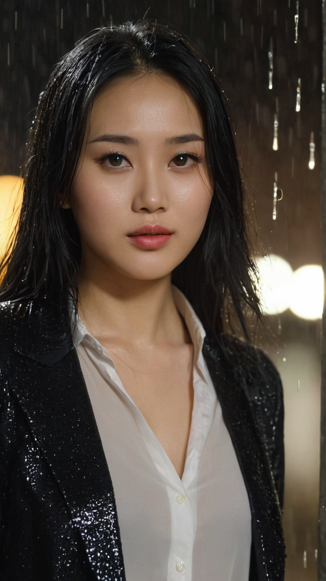 美女写真——雨中的女孩