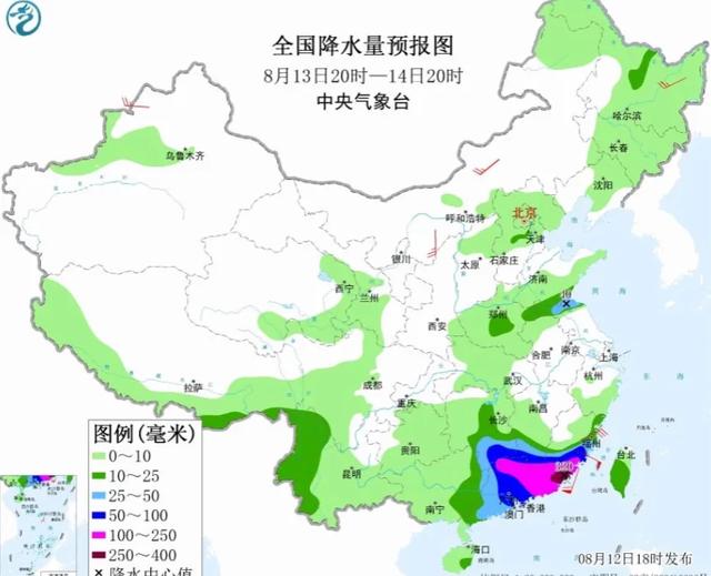 本轮强降雨中心已定，明日8月13号天气，大暴雨特大暴雨分布如下