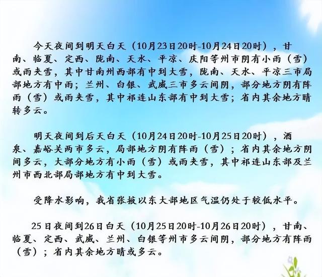 甘肃局地有大雪或暴雪，这些路段有积雪或结冰风险！