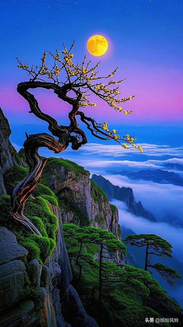 当月光吻醒云海，群山便成了仙境的注脚