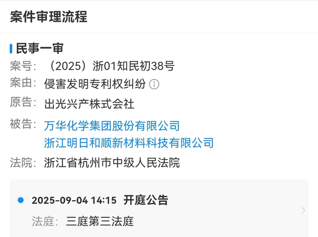 万华化学挑战日本出光兴产专利，结果出炉