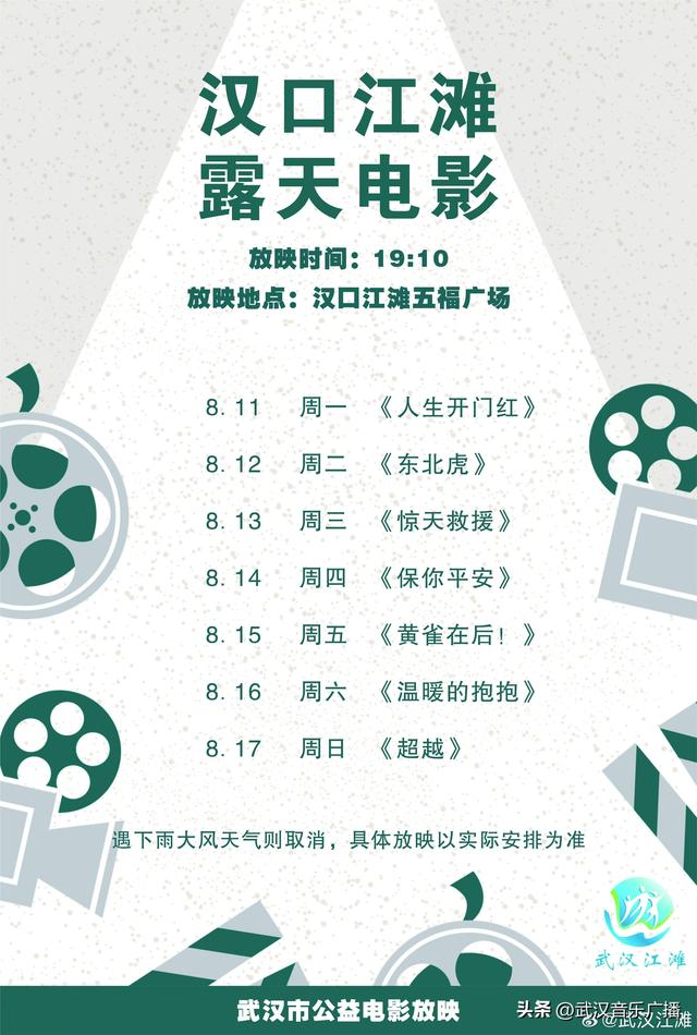 本周江滩露天电影片单新鲜出炉