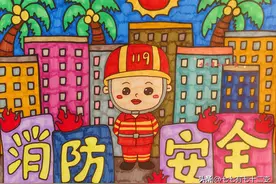 消防主题儿童画｜消防员创意画｜安全主题画，一起来学习画画吧图片