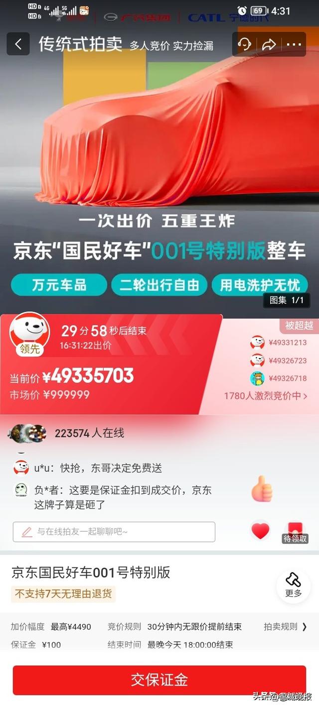 刘强东这波赢麻了！京东首台车竞拍 7819 万，能买 N 台劳斯莱斯。