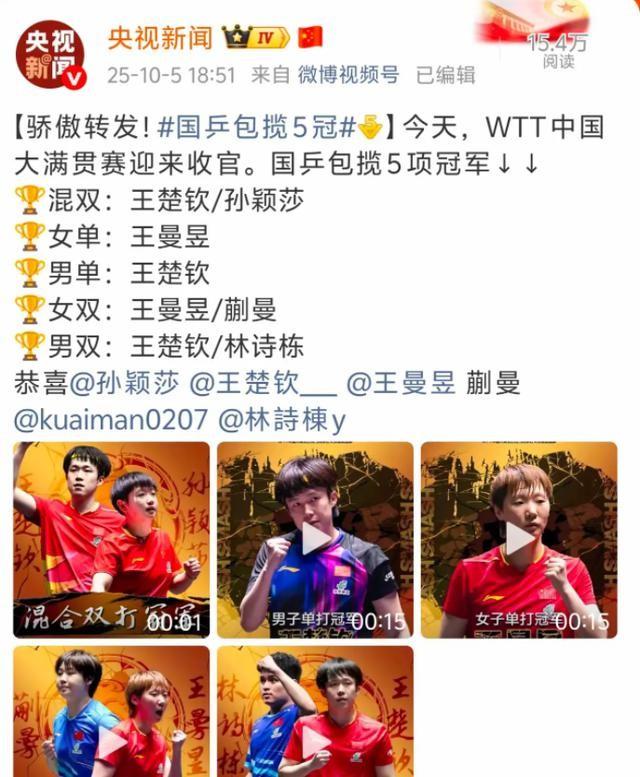 国乒刚夺冠，孙颖莎凭一个动作实现口碑暴涨，就连央视也下场评价