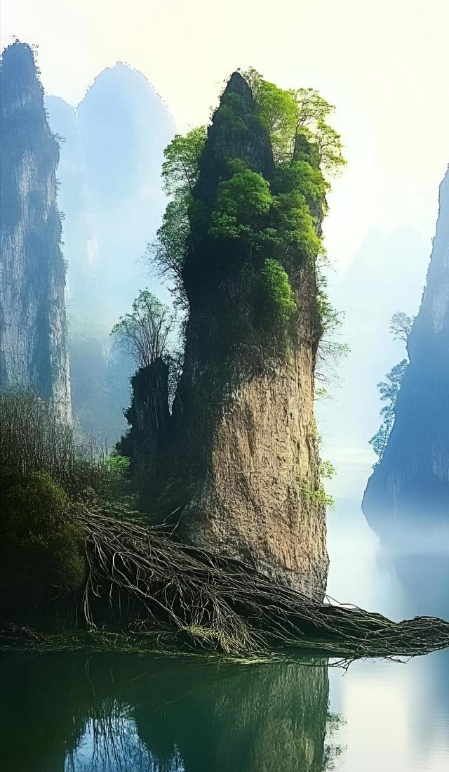 冬日山水竟有这般魔力，小船轻盈滑过，紧绷神经瞬间松了