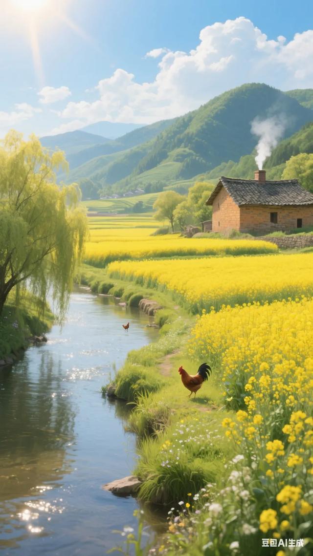 田园风光，鸡鸣山间，宁静祥和，美不胜收！