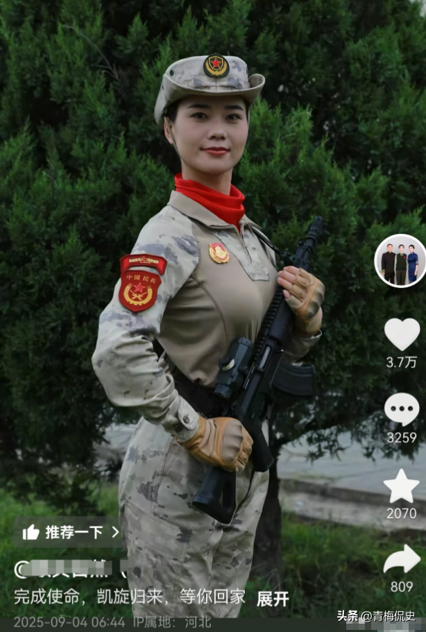 女民兵李思颖阅兵回家后仅半天，又有一个新身份：河北工大研究生
