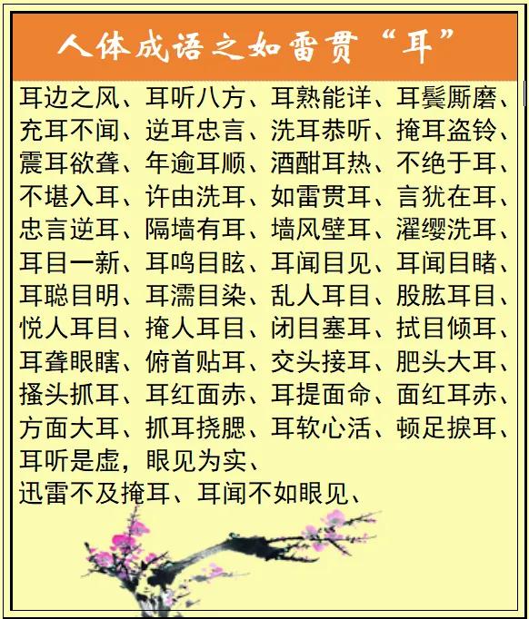 人体部位名称成语之脸、面、耳、鼻