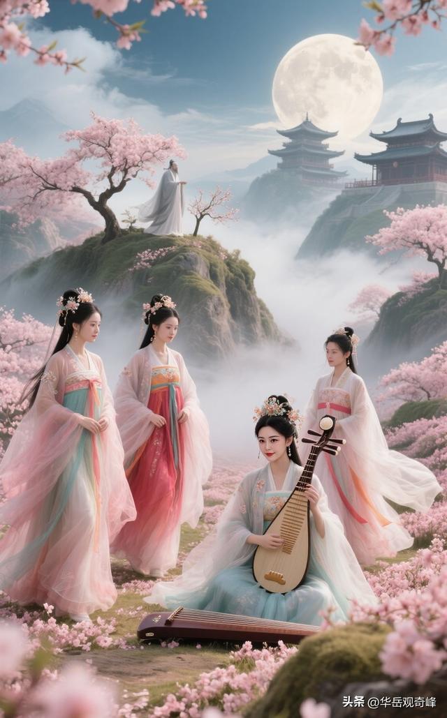 月色如水漾清辉，古风雅韵绕花帷，弦音轻淌穿幽径此景如梦不思归