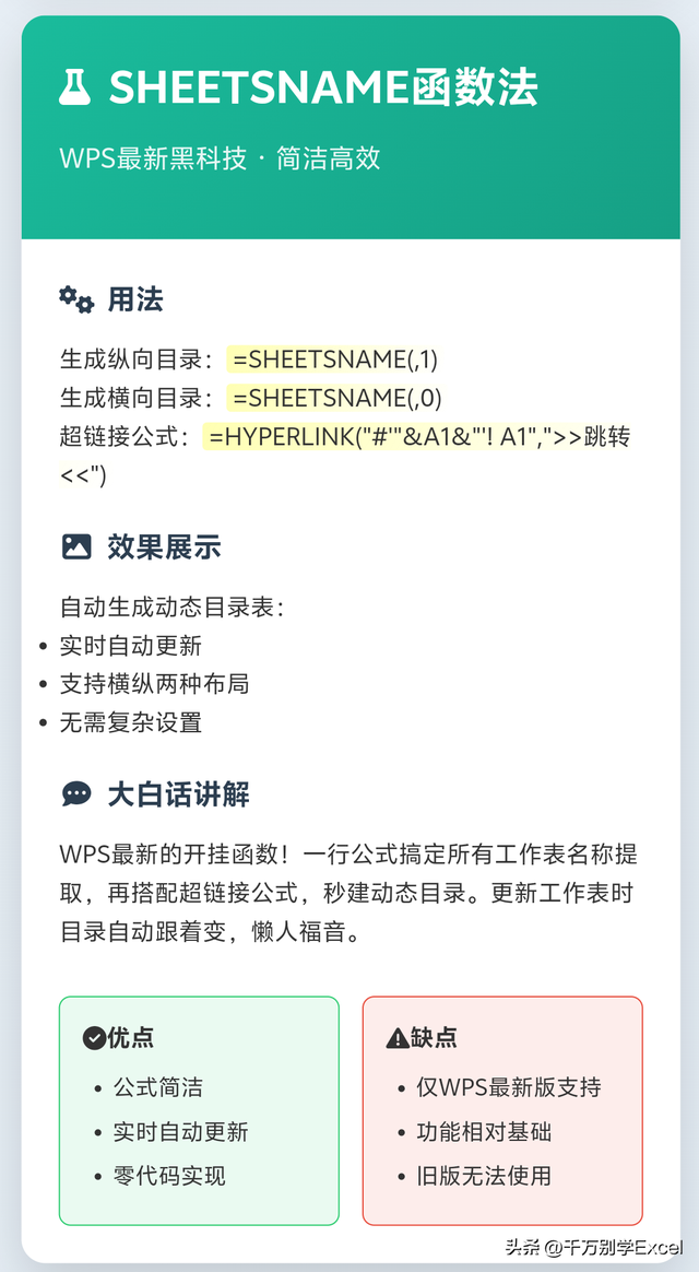 Excel/WPS自动生成目录的5种方法！简单到没朋友！