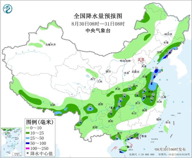 新一轮强降雨中心北抬！8月31日天气预报，大雨暴雨分布如下
