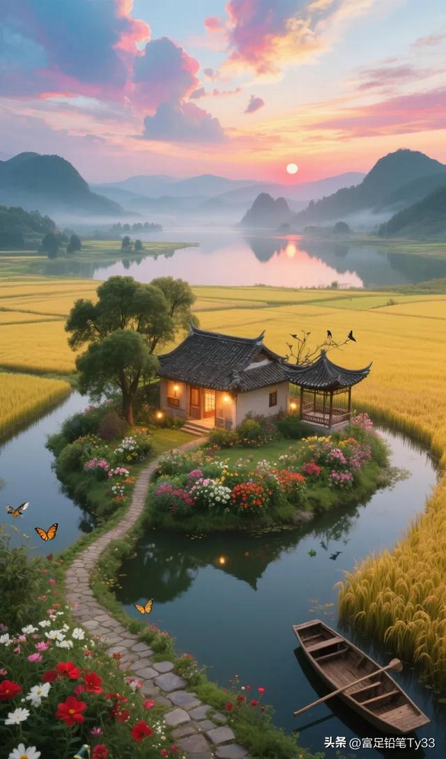 世外桃源，人间仙境，山水田园，静谧美好