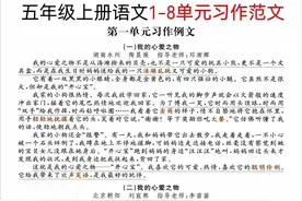 五年级上册语文1至8单元习作范文图片