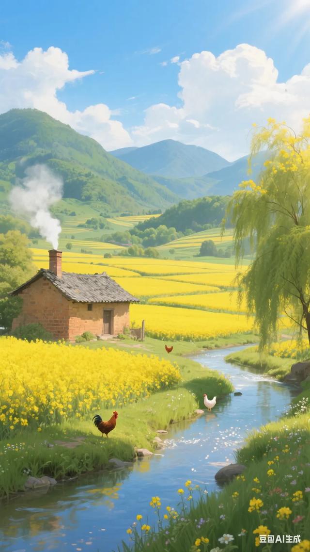 田园风光，鸡鸣山间，宁静祥和，美不胜收！