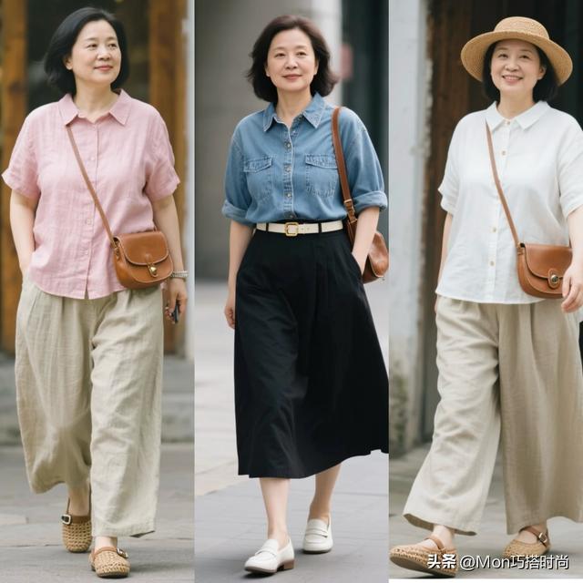 这才是130斤阿姨该有的样子：衣松裤宽、发不烫卷，美得优雅得体