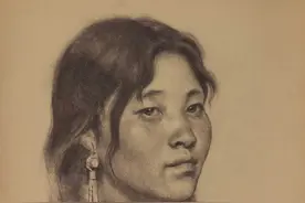 央美老院长靳尚谊，女性肖像素描图片