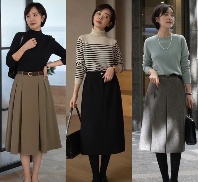 “毛衣+半裙”才是真温柔！秋天出门再搭对鞋子、外套，特高级