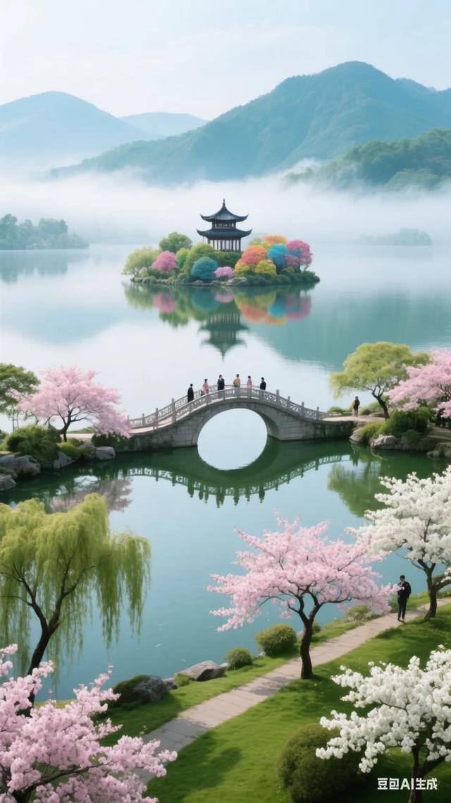 寻梦樱岛:湖畔仙境的粉樱绮梦