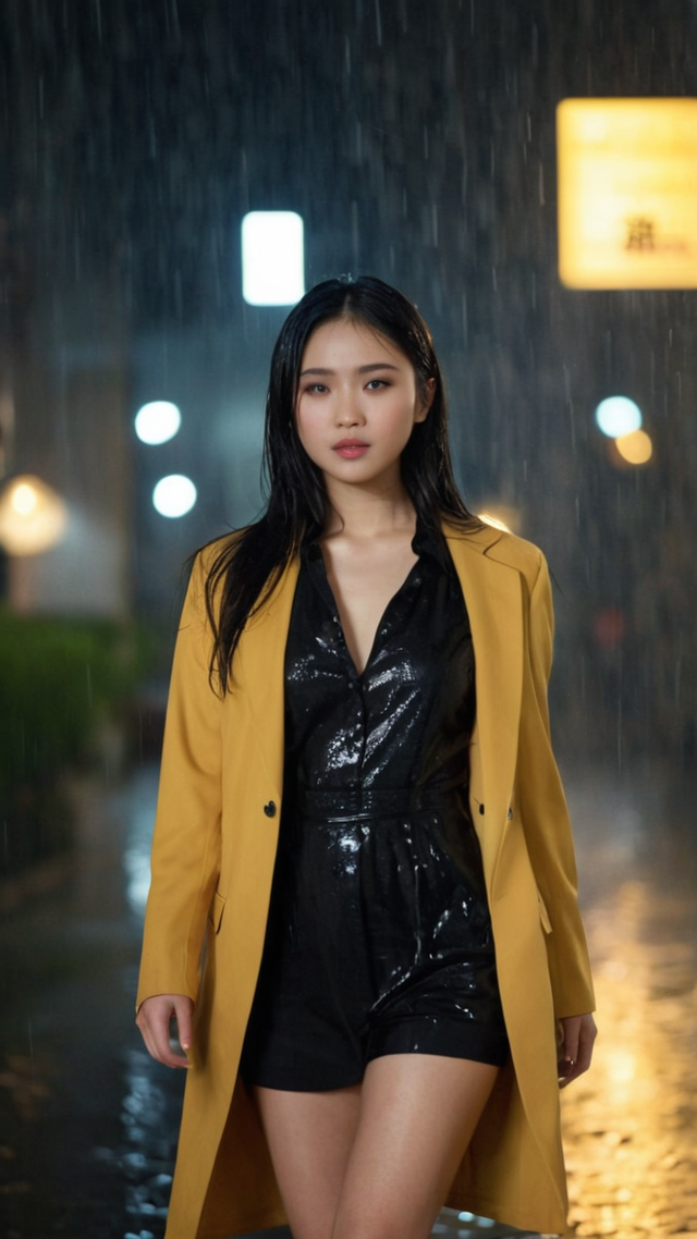美女写真——雨中的女孩