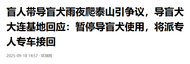 带导盲犬爬泰山后续！账号被扒，带狗到处旅游，基地回应大快人心