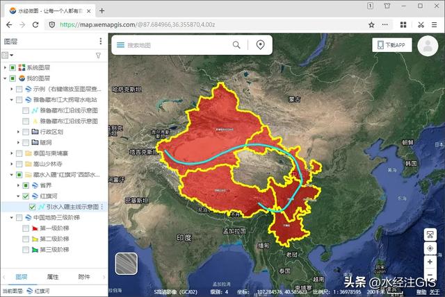红旗河西部水利工程“藏水入疆”主线示意图
