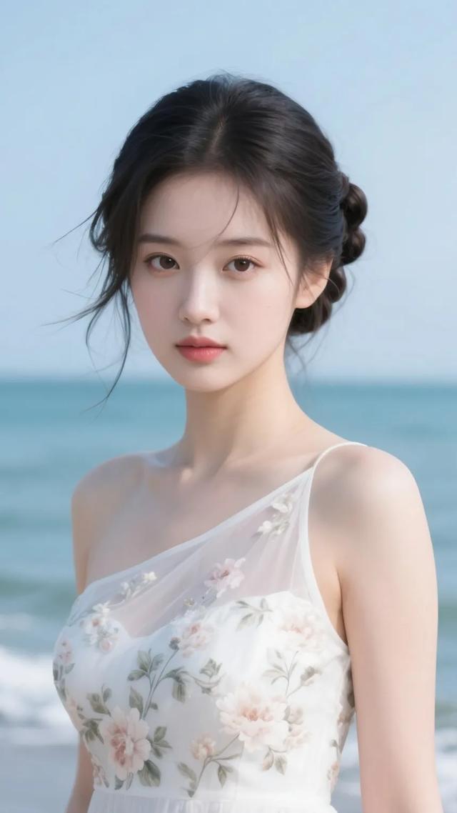 绝美海边！她的白裙微笑，秒治愈心！‖绝美高清壁纸图片
