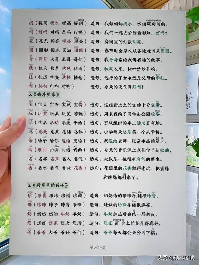 2025秋二年级上册语文写字表：生字组词+造句宝典（同步教材）