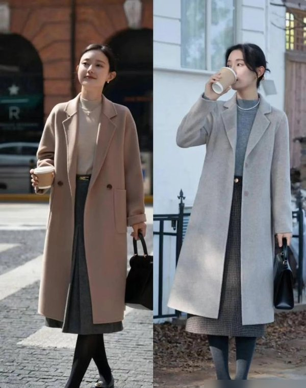 真正见过世面的女人，冬天都会备“大衣+裙子”，时髦高级又耐看