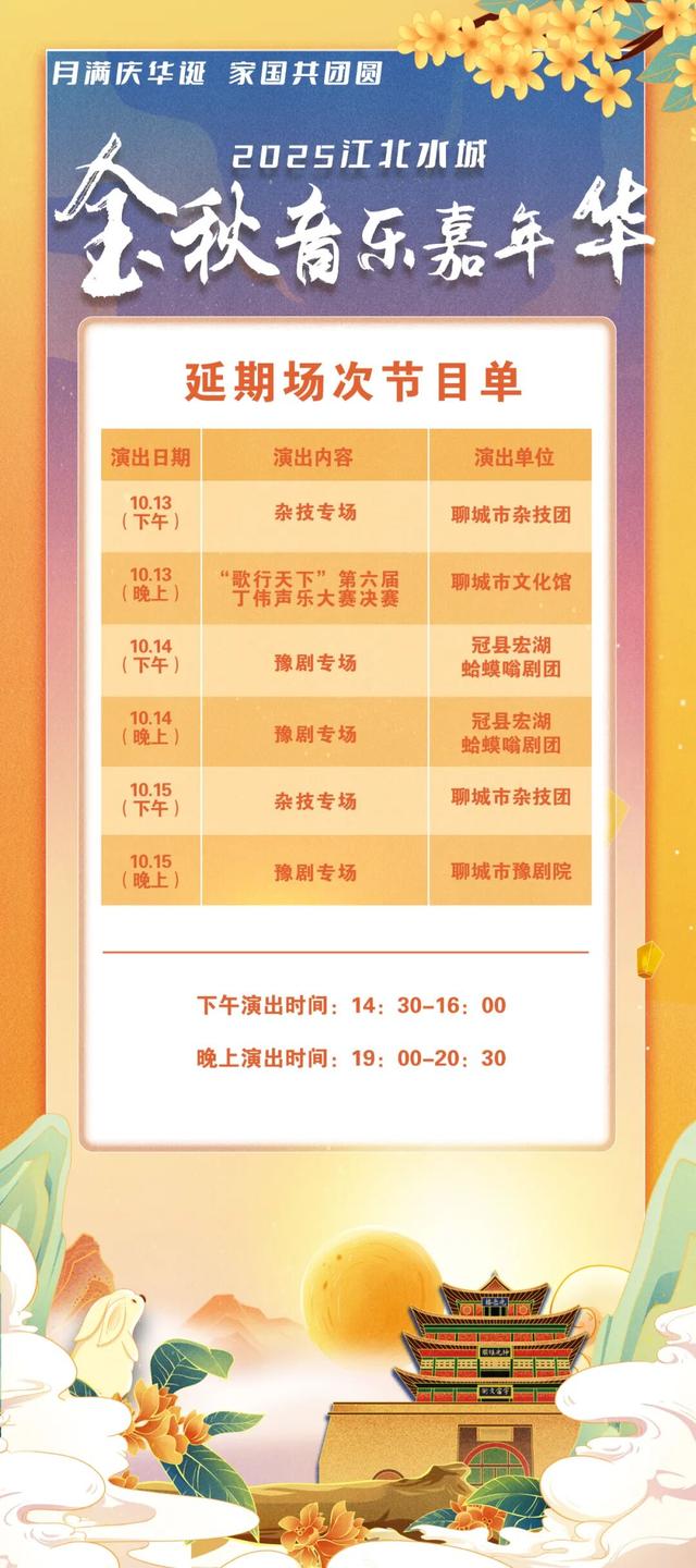 延迟场次节目演出预告