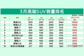 太惨了！3月豪华SUV销量榜，销量过万的仅两款，X5第4、L9第8名图片