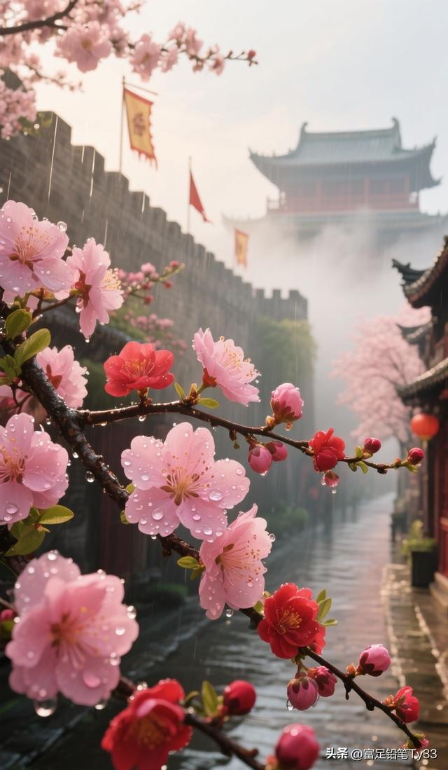 雨中邂逅粉樱盛景，领略古风古韵，共赴一场绝美之约！