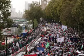 英国伦敦连续三周爆发亲巴大游行！6万人聚集，9人被捕图片