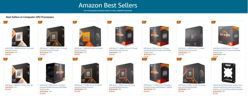 笔记本cpu天梯图_Ryzen7系列处理器市场表现_AMD亚马逊畅销CPU排行