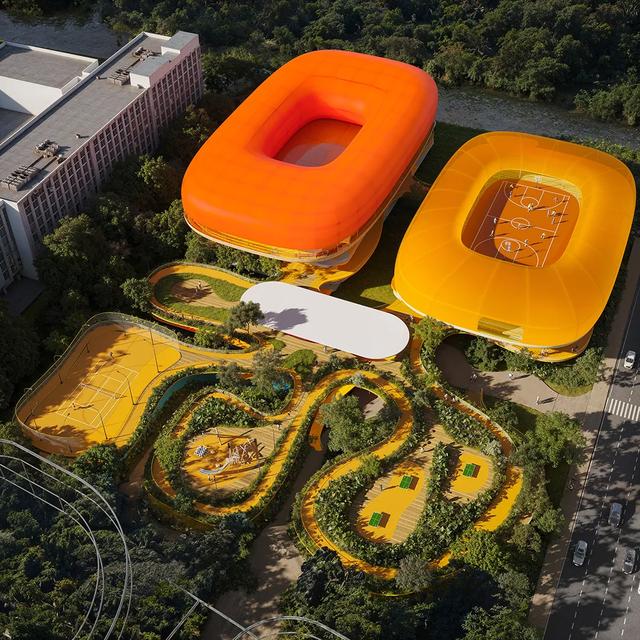 上海松江区泗泾镇体育中心，网友：这风格太治愈！