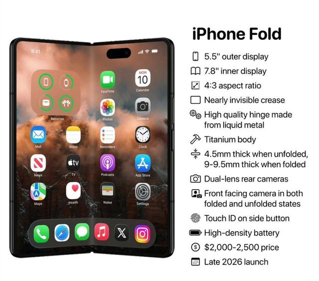 折叠iPhone再次被确认：屏下自拍+A20芯片，C2 5G基带也来了