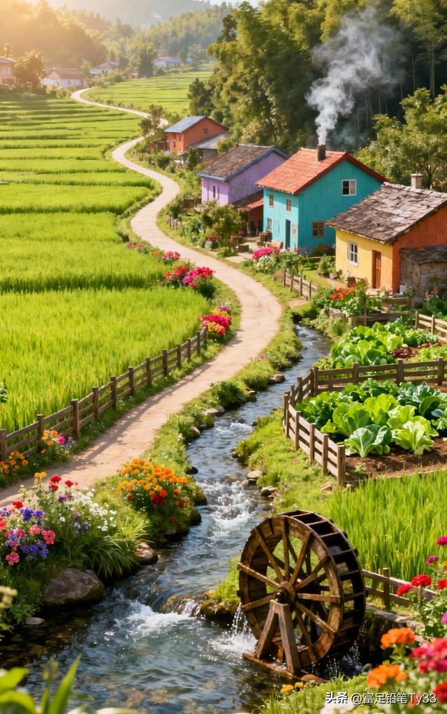 田园风光，色彩斑斓的房屋，蜿蜒的小路，美不胜收！
