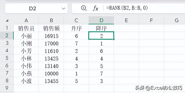 Excel排名函数RANK教程：轻松搞定业绩/销量排名