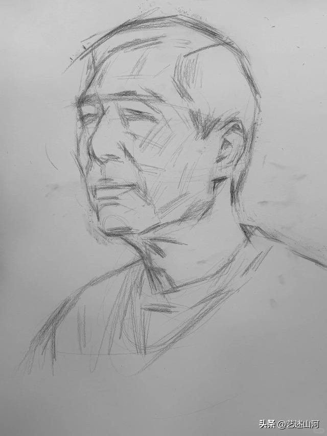 素描头像步骤图，教科书级的美术联考示范，揉擦和深入刻画有技巧