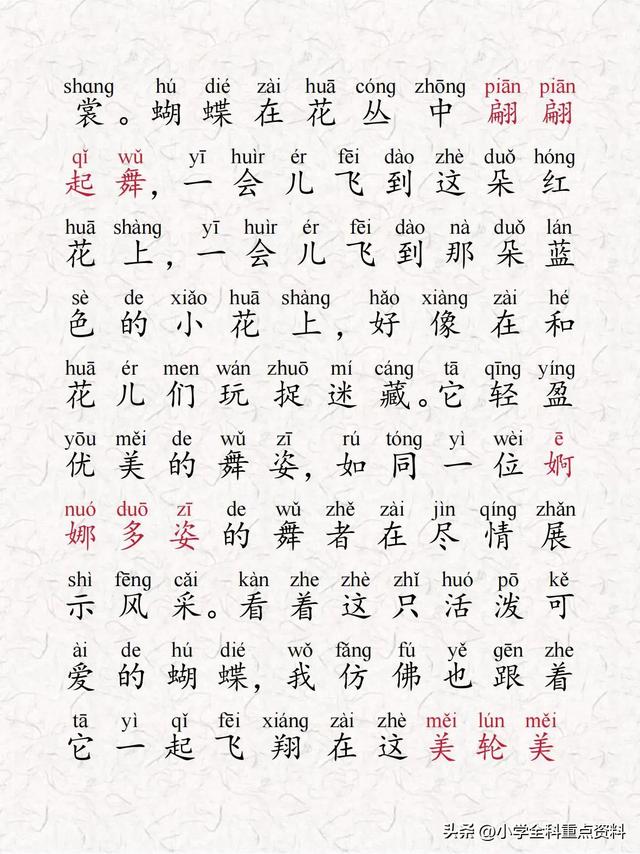 精读才是高效晨读!今日晨读打卡主题:蝴蝶。注音版