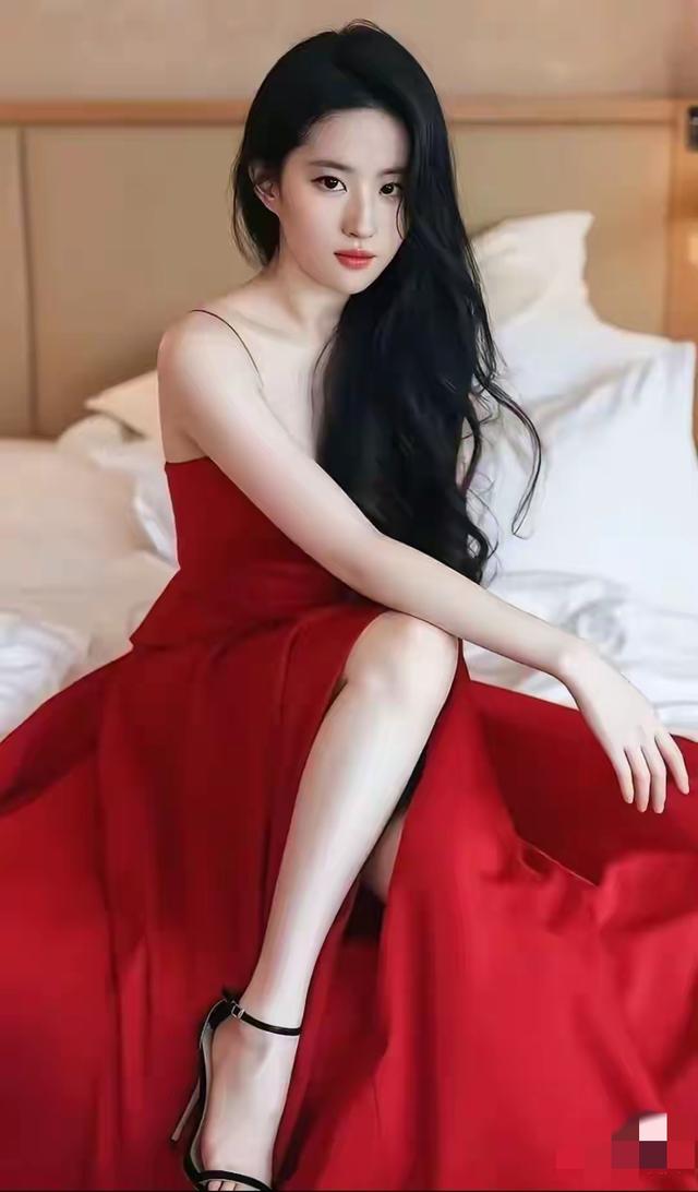 刘亦菲，红色诱惑系列，一双美腿格外吸睛