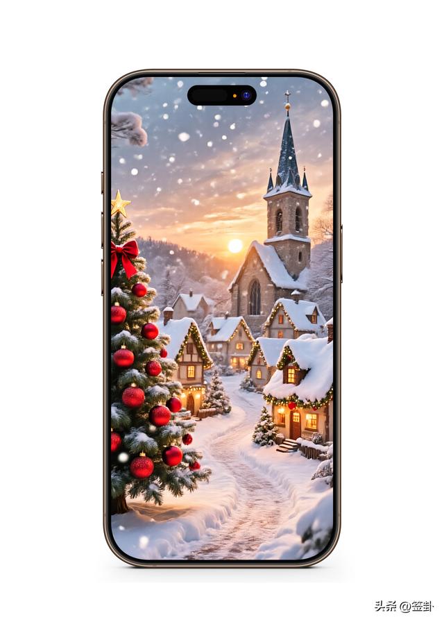 白雪皑皑的圣诞黄昏美景