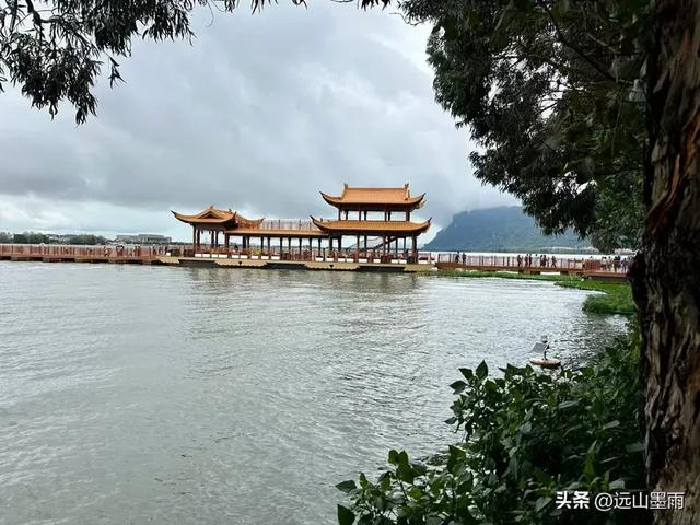 假日徒步，走昆明滇池草海之开合浮桥、雨中打卡新晋网红地，休闲