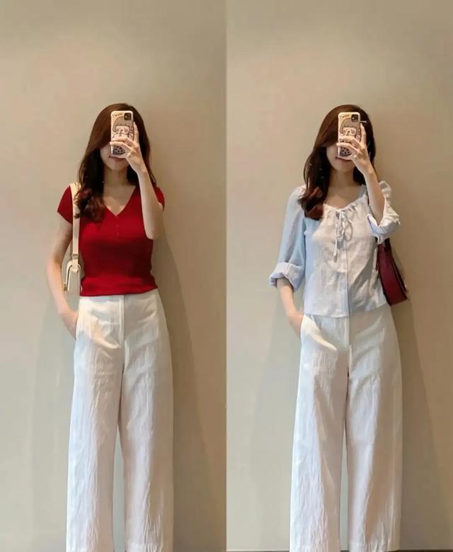 白裤子配什么衣服才能清爽又高级,红色是不错的选择